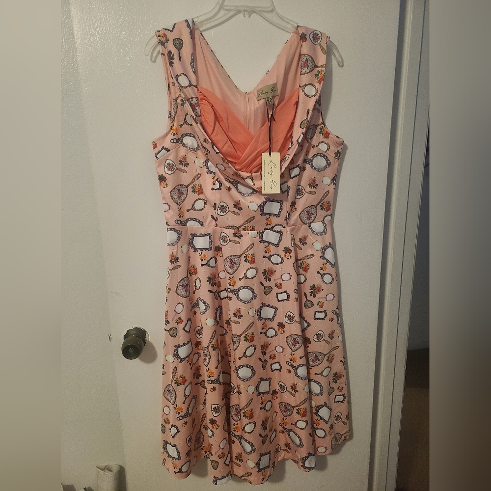 Lindy Bop Ophelia pink mirrors dress